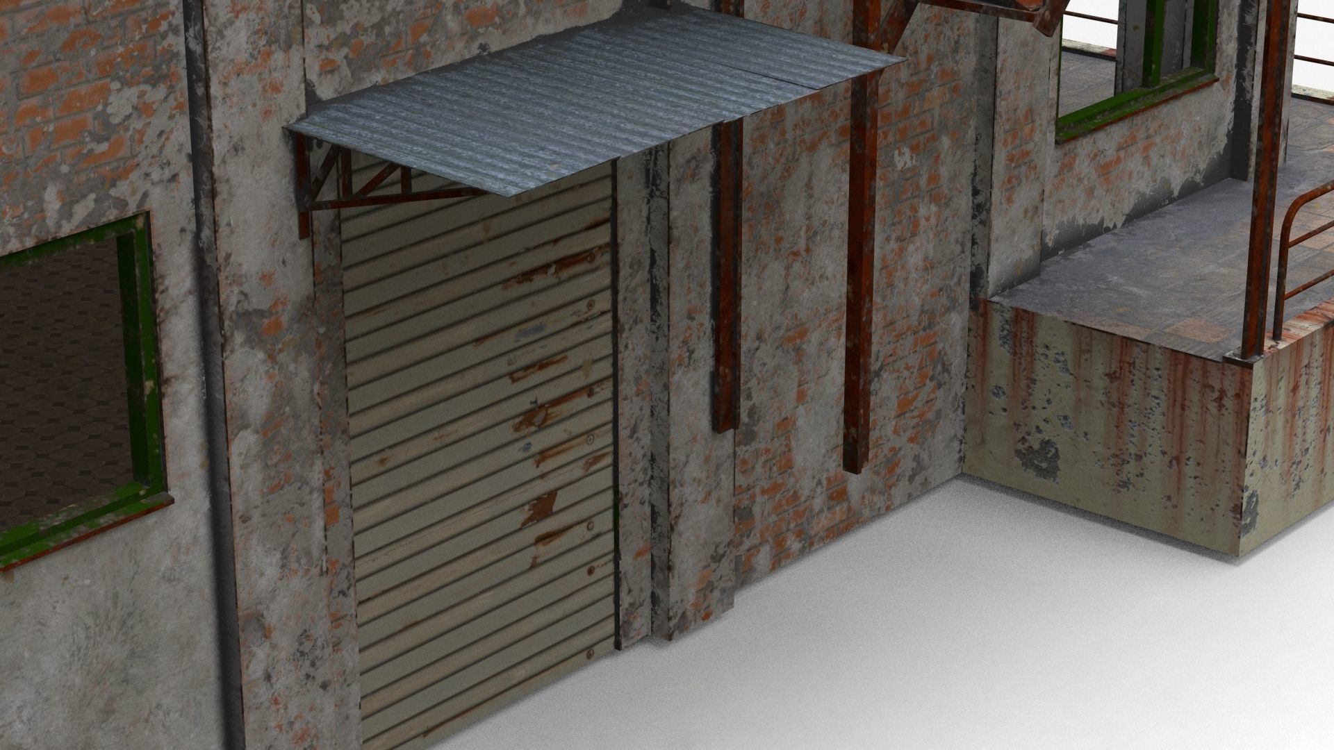 Abandoned Factory Building Low-poly Low-poly 3D model_14