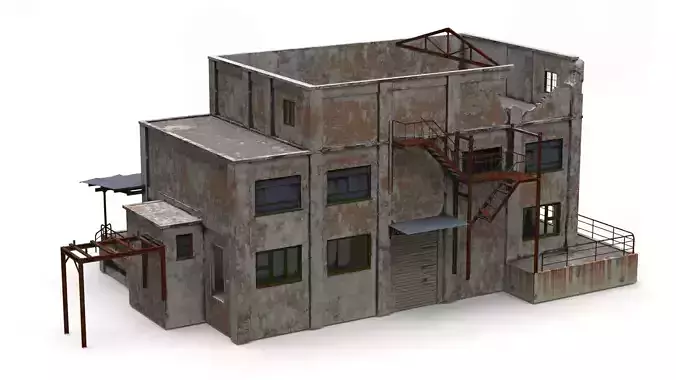 Abandoned Factory Building Low-poly Low-poly 3D model