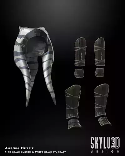 Ahsoka White Outfit One12 Scale Figure Custom STL  3D print model