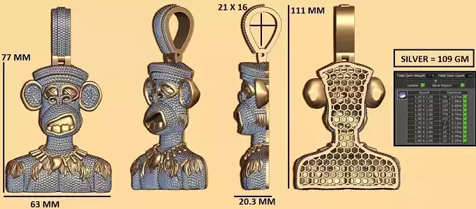 TRENDY BIG UNRULY MONKEY PENDANT