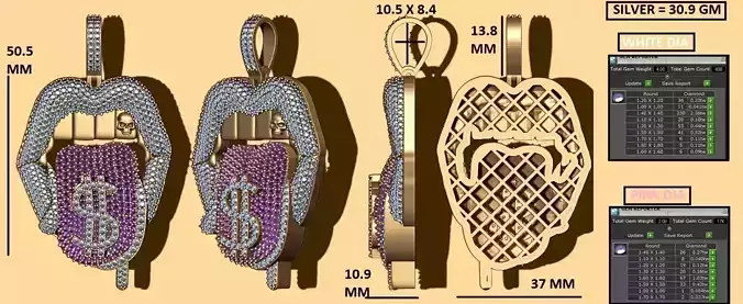 LIP MONEY PENDANT 3D print model
