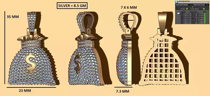 DOLLAR BAG PENDANT 3D print model