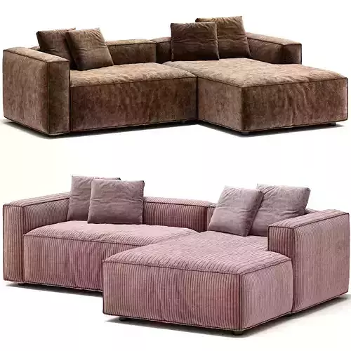 Sofa Blok 3 plazas chaise longue 3D model