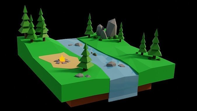 forest island low poly Low-poly 3D model