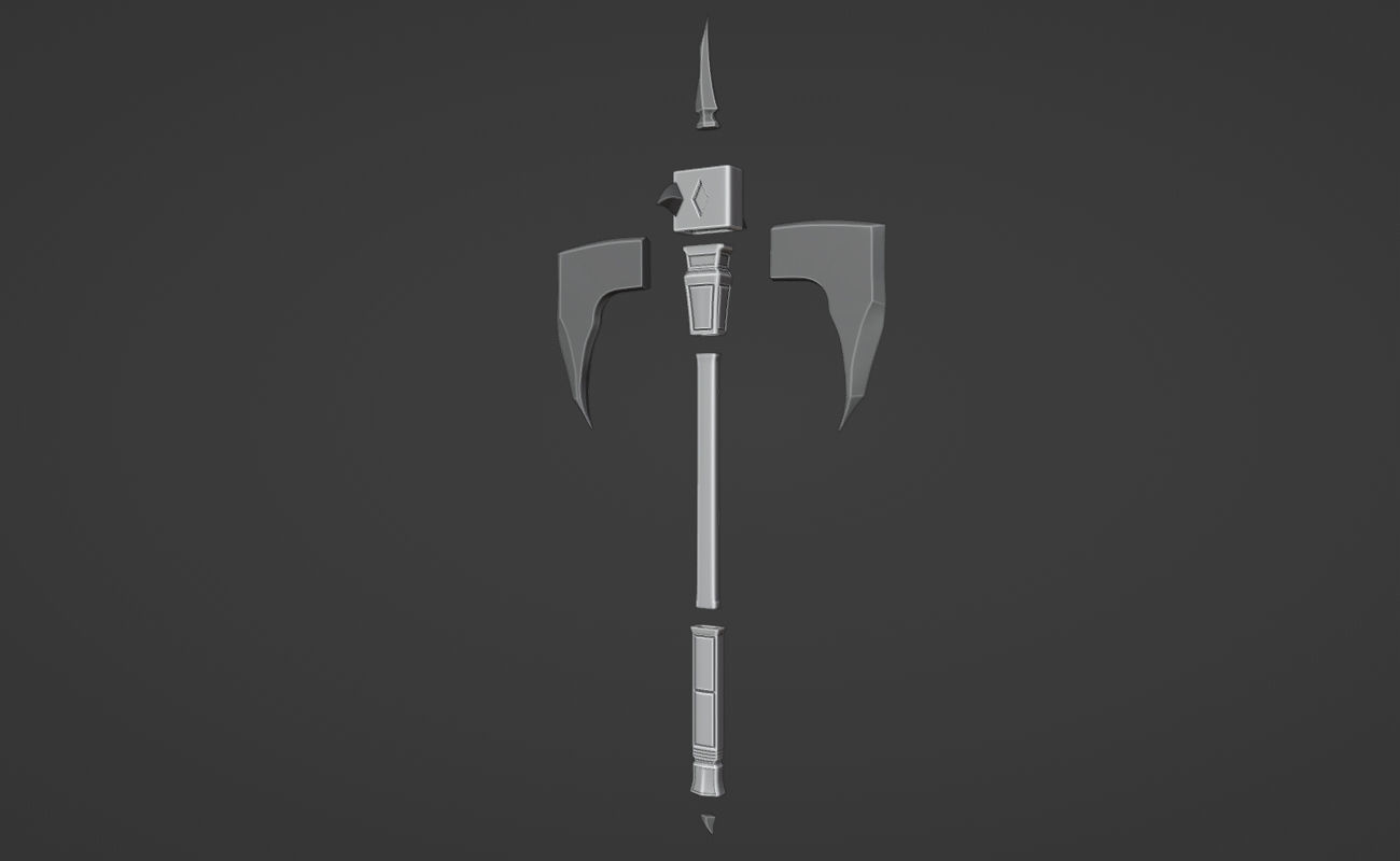 Shao Kahn axe from MK1 - Gregarian War Blade 3D print model_2