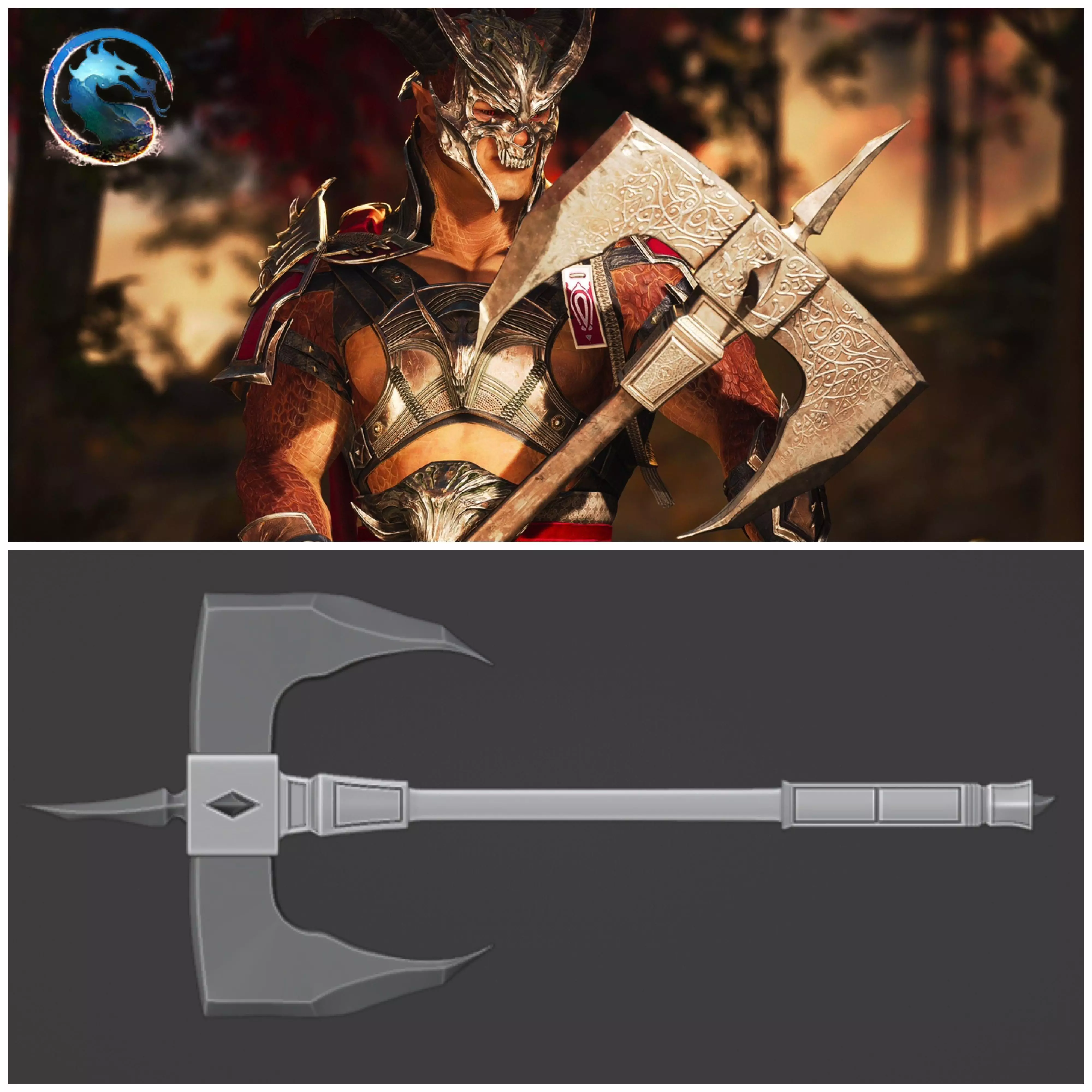 Shao Kahn axe from MK1 - Gregarian War Blade 3D print model_0