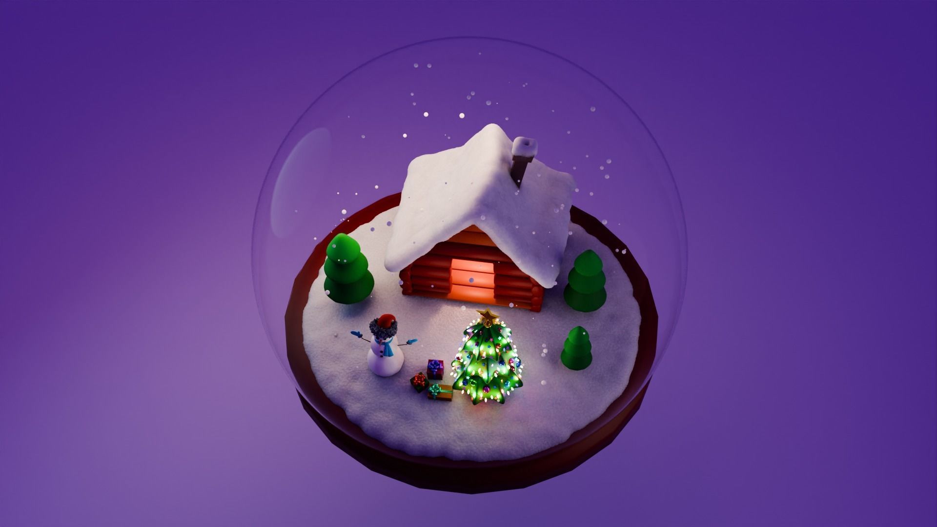Animated Christmas Snow Globe Free 3D model_4