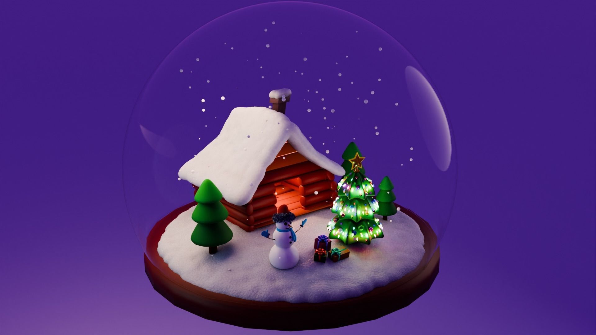 Animated Christmas Snow Globe Free 3D model_3
