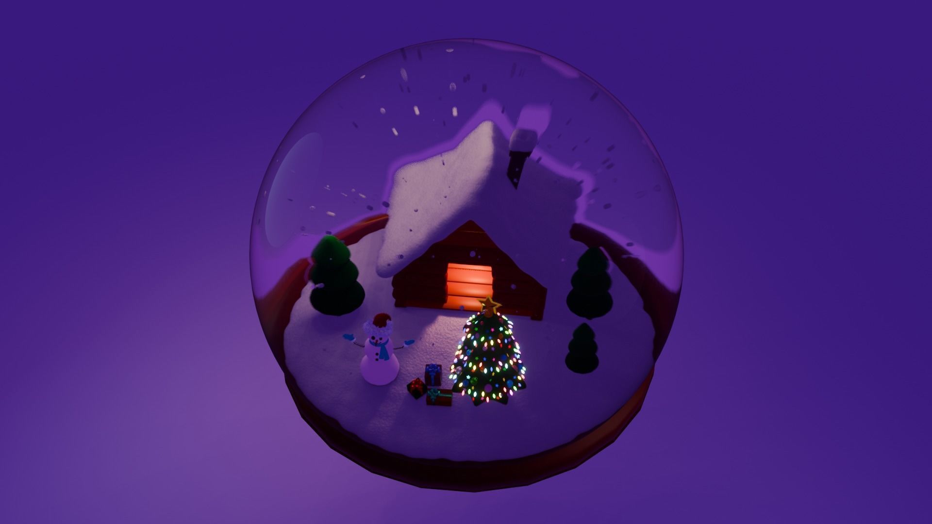 Animated Christmas Snow Globe Free 3D model_9