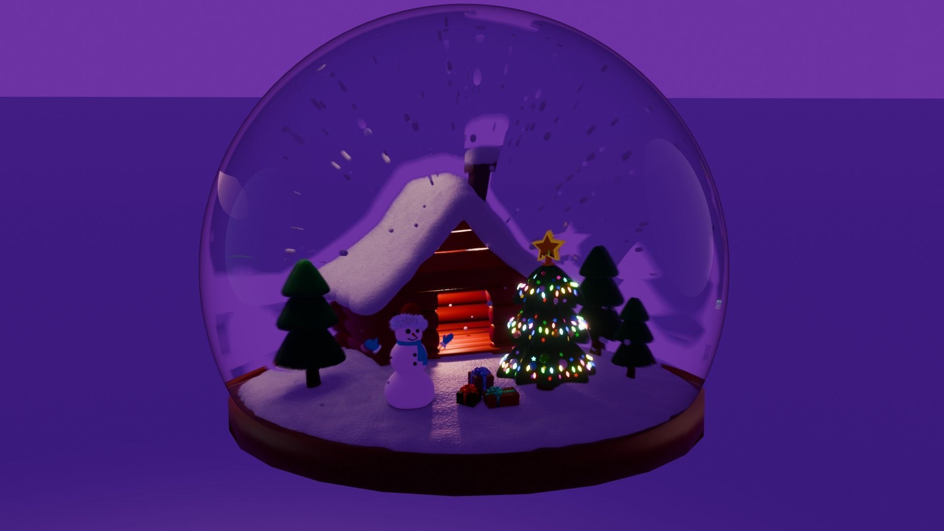 Animated Christmas Snow Globe Free 3D model_7