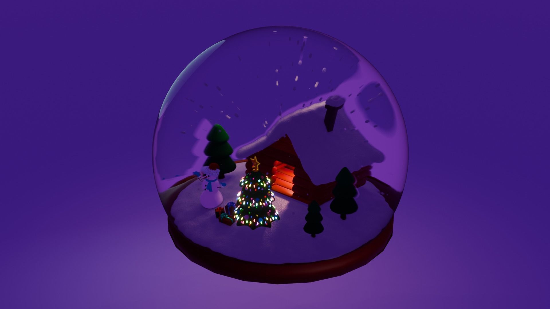 Animated Christmas Snow Globe Free 3D model_8