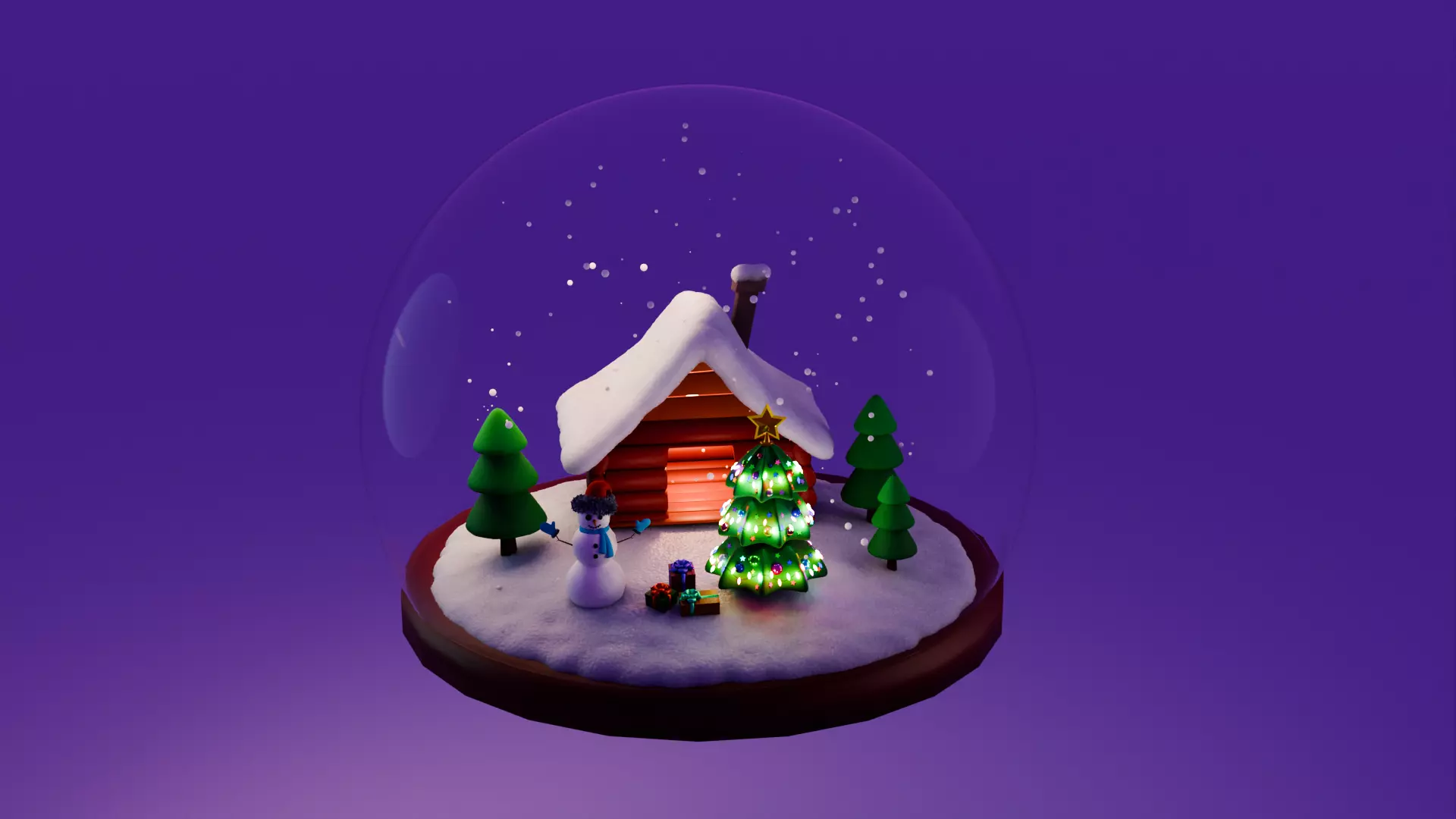 Animated Christmas Snow Globe Free 3D model_0