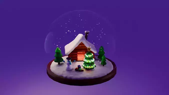 Animated Christmas Snow Globe Free 3D model