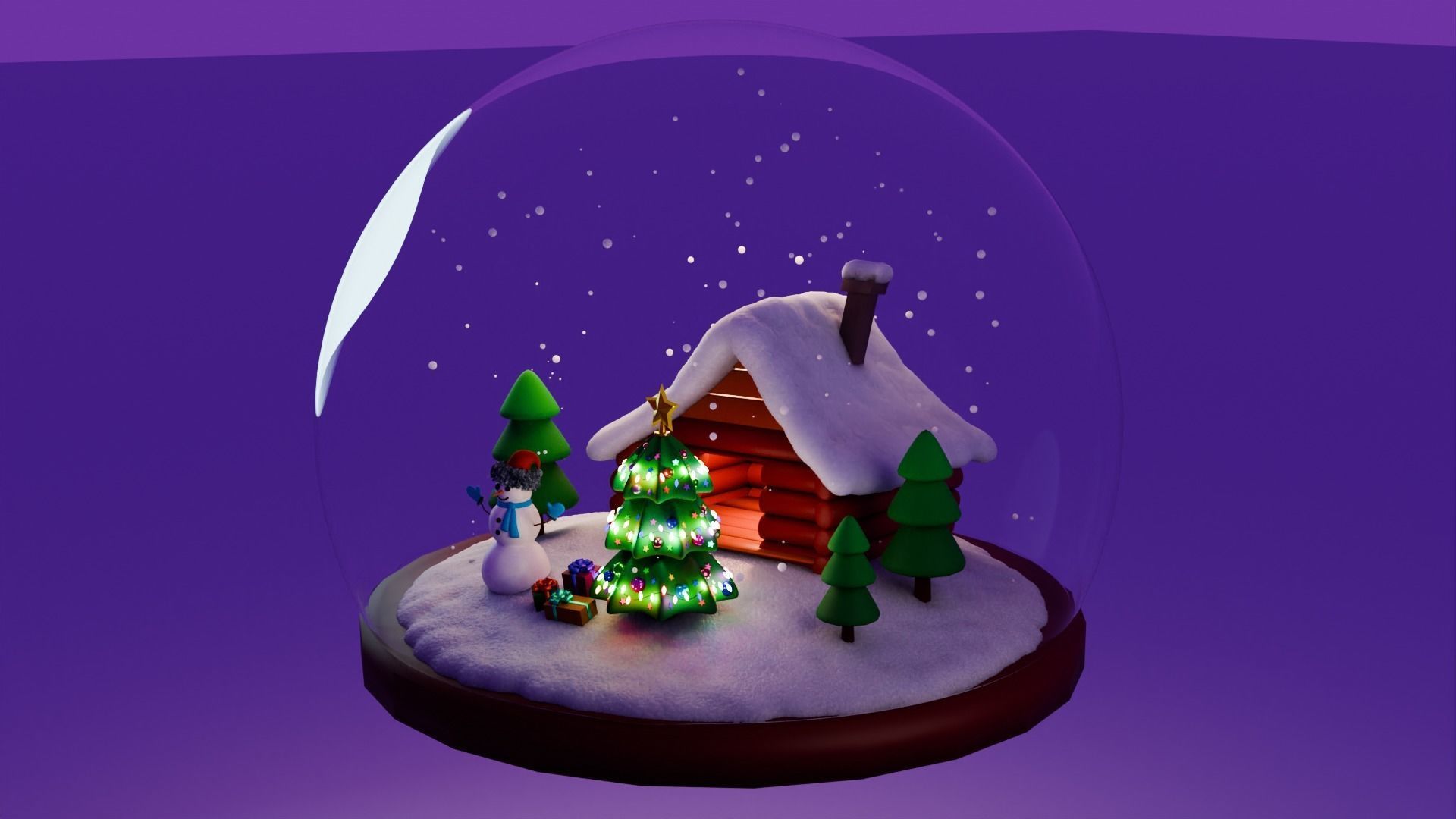 Animated Christmas Snow Globe Free 3D model_2