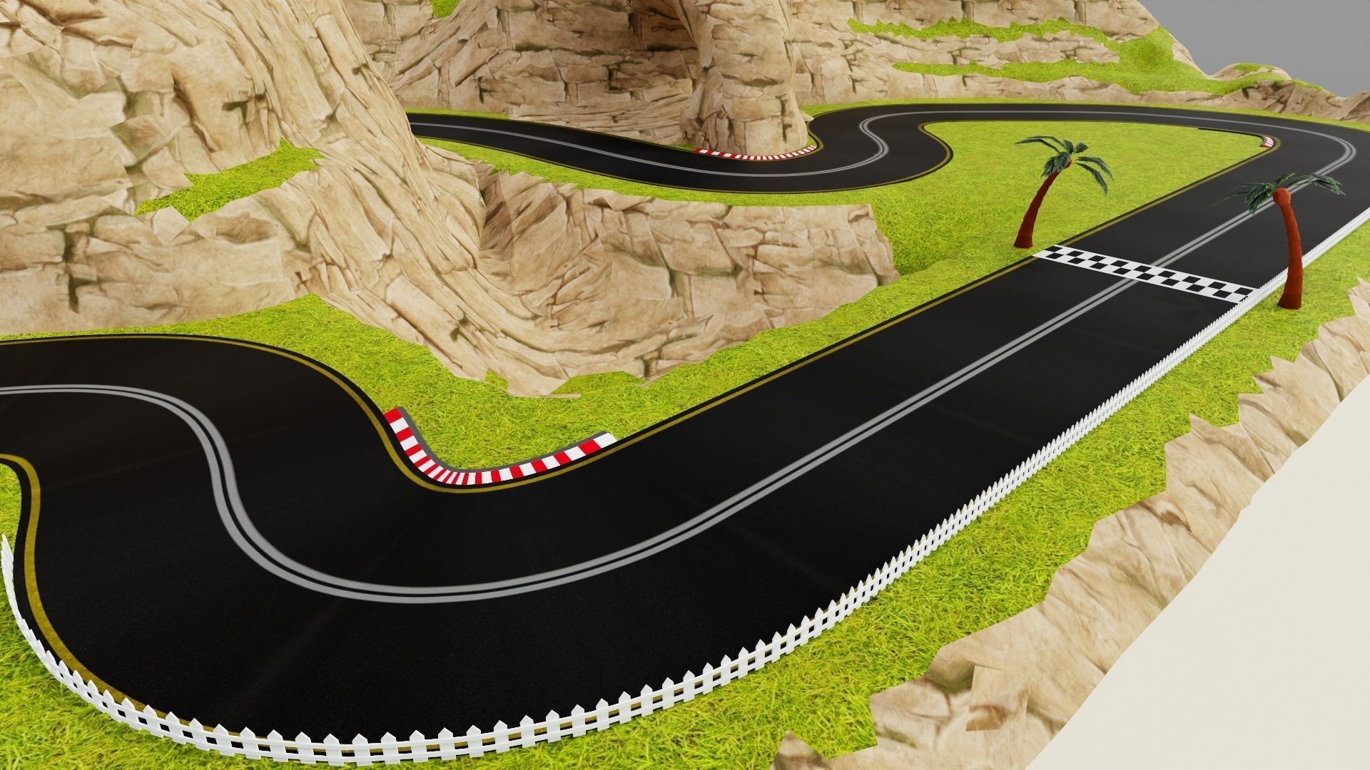 Road map Low-poly 3D model_4