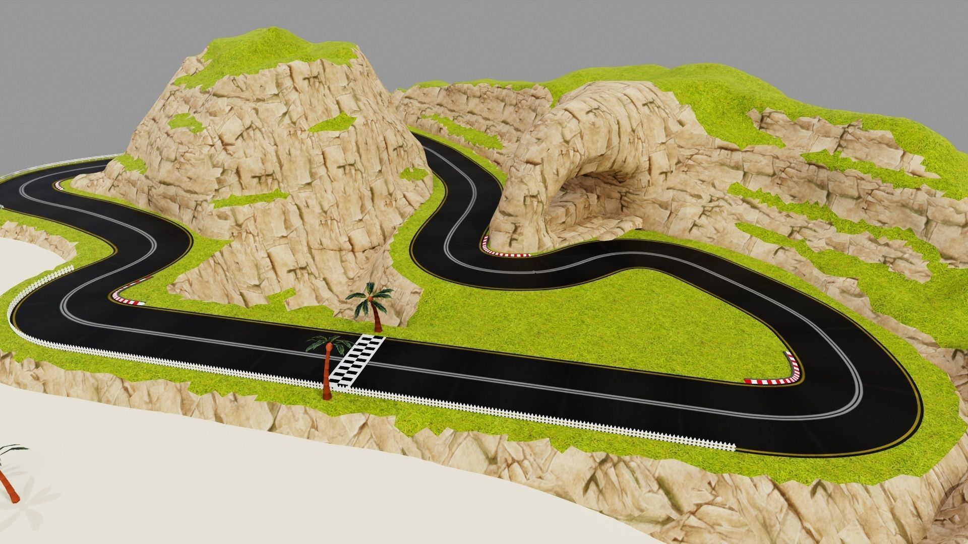 Road map Low-poly 3D model_1