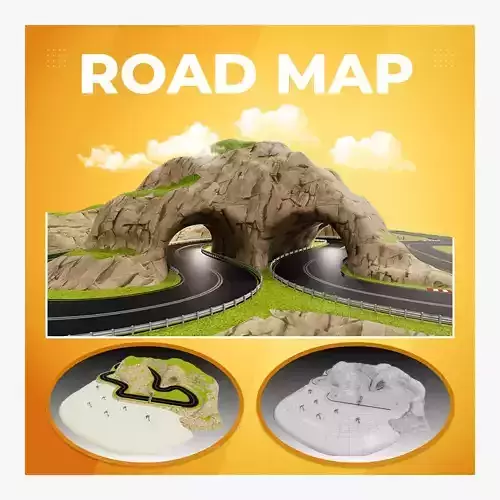 Road map Low-poly 3D model