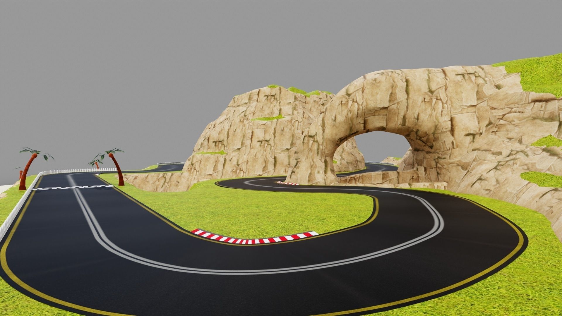 Road map Low-poly 3D model_3