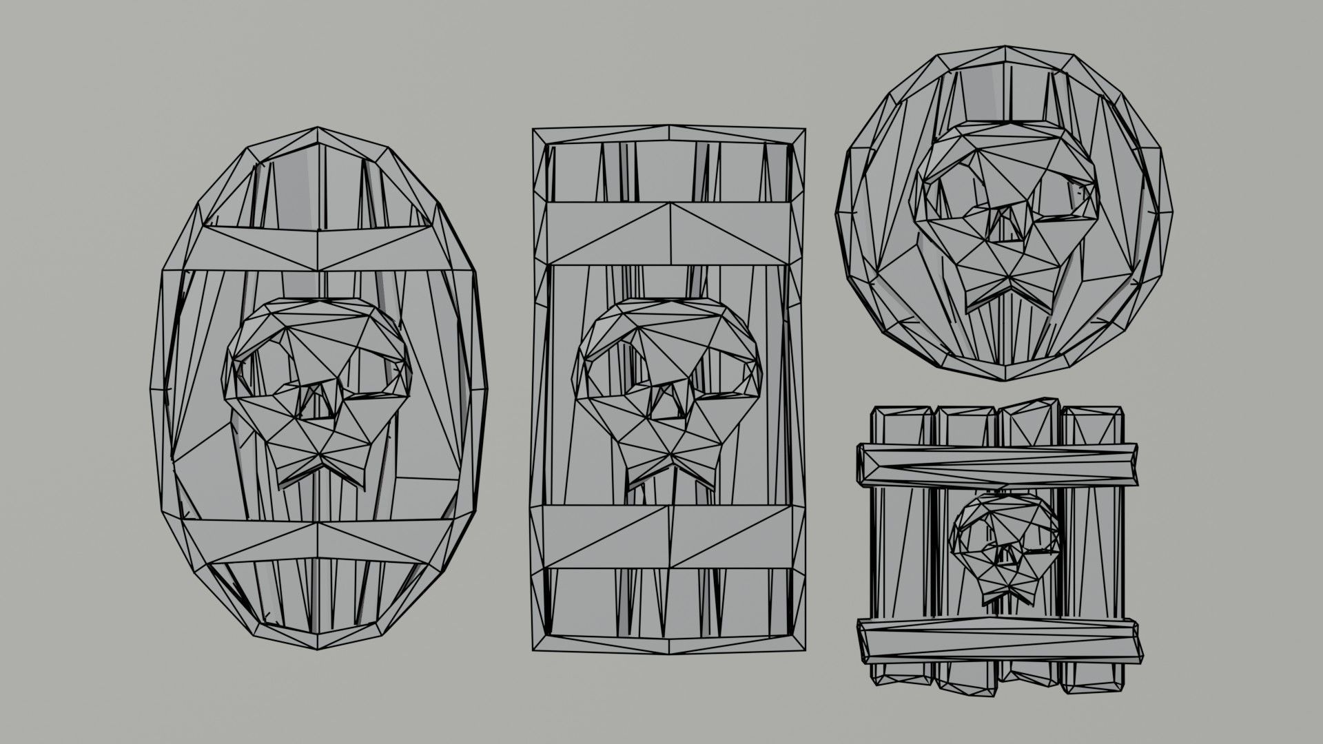 Cartoon swords and shileds Polygonal Style Low-poly 3D model_5