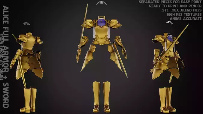 Sword Art Online Alice Integrity Armor and Sword for Cosplay 3D Model Collection