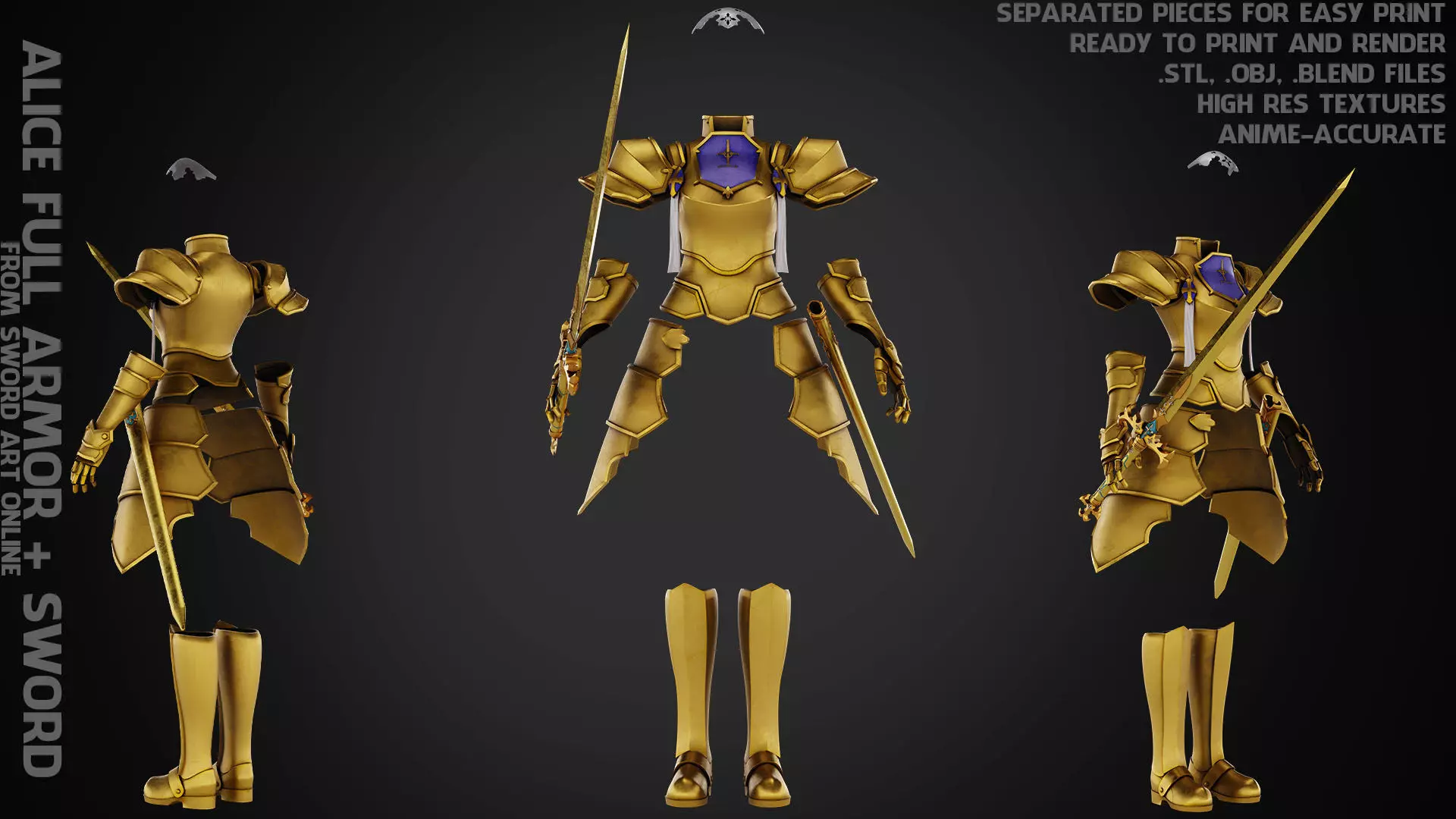 Sword Art Online Alice Integrity Armor and Sword for Cosplay 3D Model Collection_0
