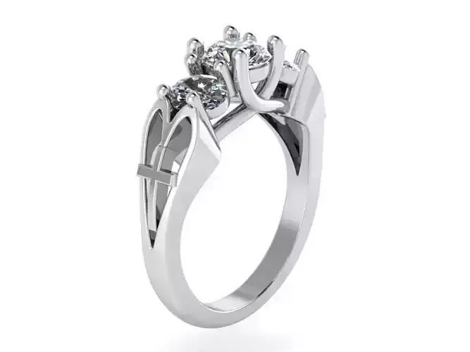 3 Stone Round Diamond Ring 2141