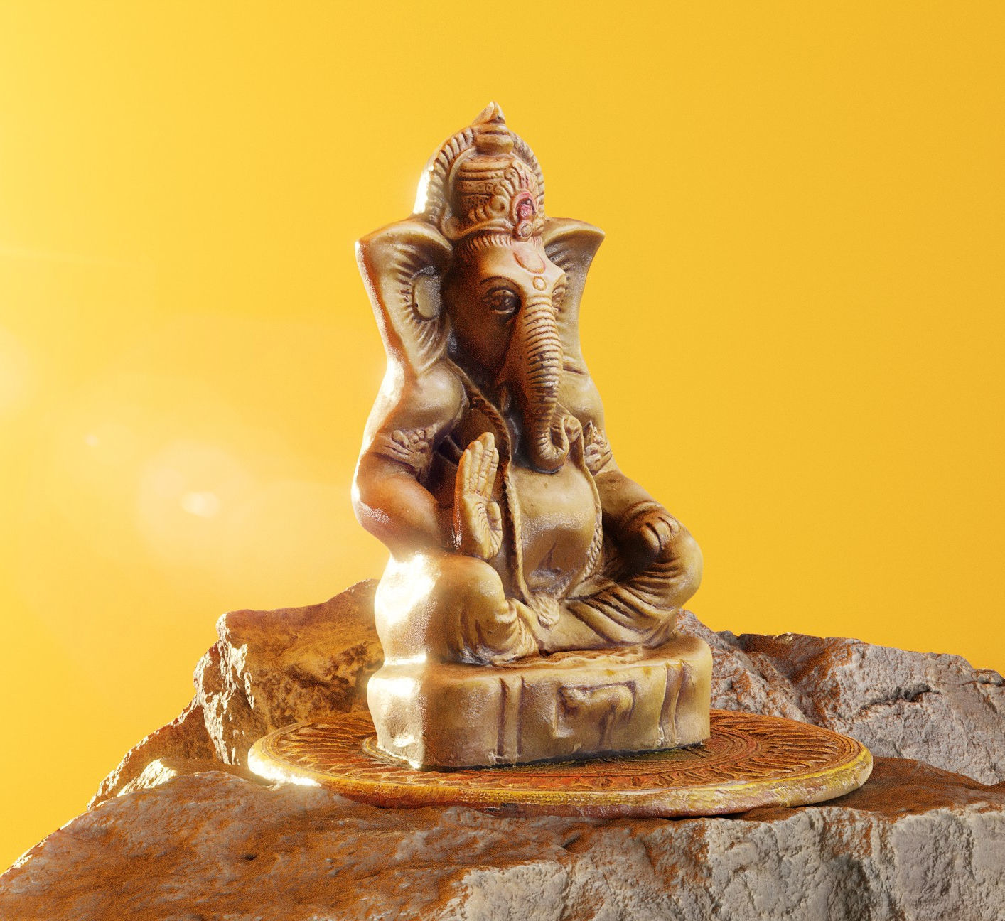 Ganesh sculpture photoscanned Low-poly 3D model_1