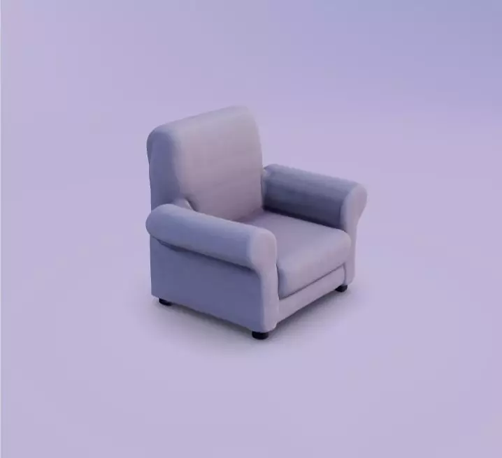 White Armchair 3D model_0