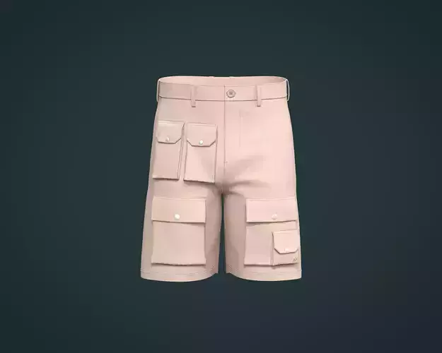 Mens cargo shorts with multiple pockets with Nylon Crepe Fabric 3D model