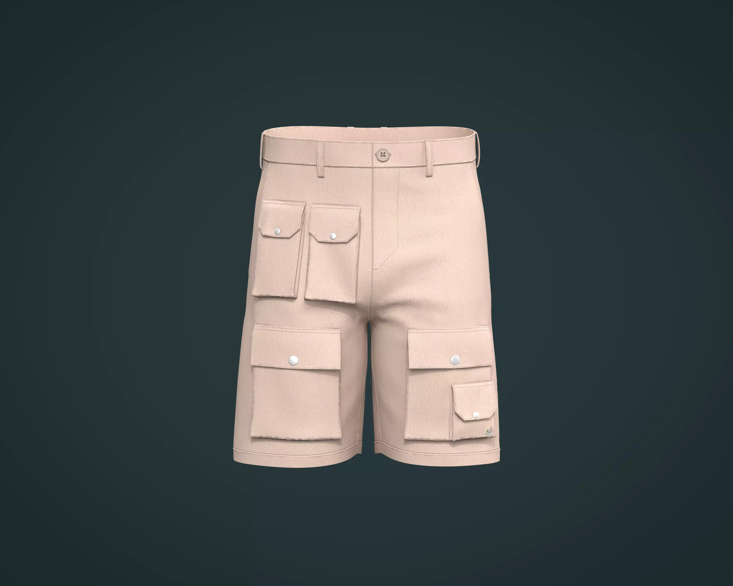 Mens cargo shorts with multiple pockets with Nylon Crepe Fabric 3D model