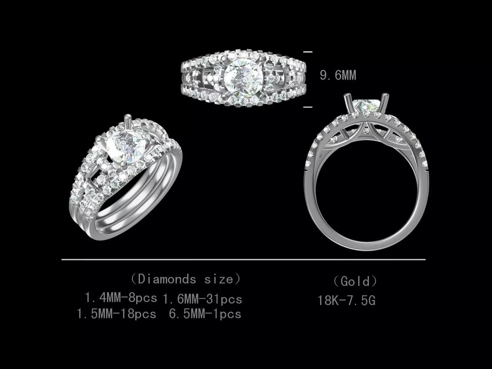fancy engagement diamond ring for women ready 3d model Free 3D print model