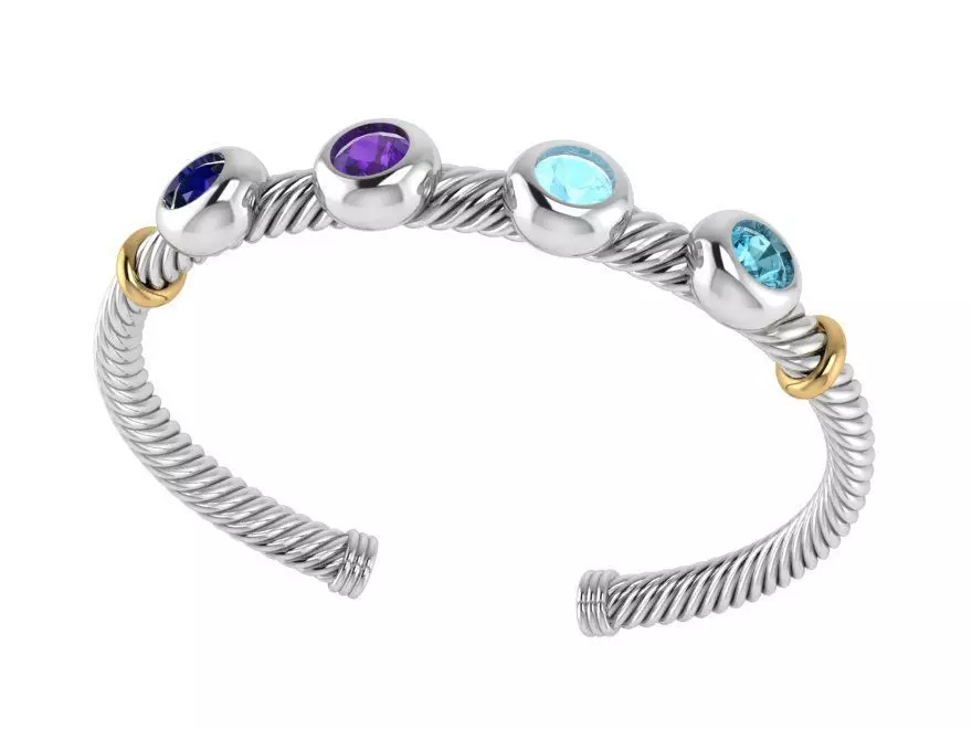 Bezel Setting Bangle Bracelet 2166 3D print model