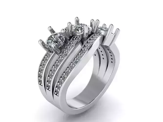 Round Diamond Wave Ring 2168