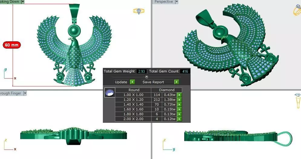 Eagle diamond pendent  3D print model_0