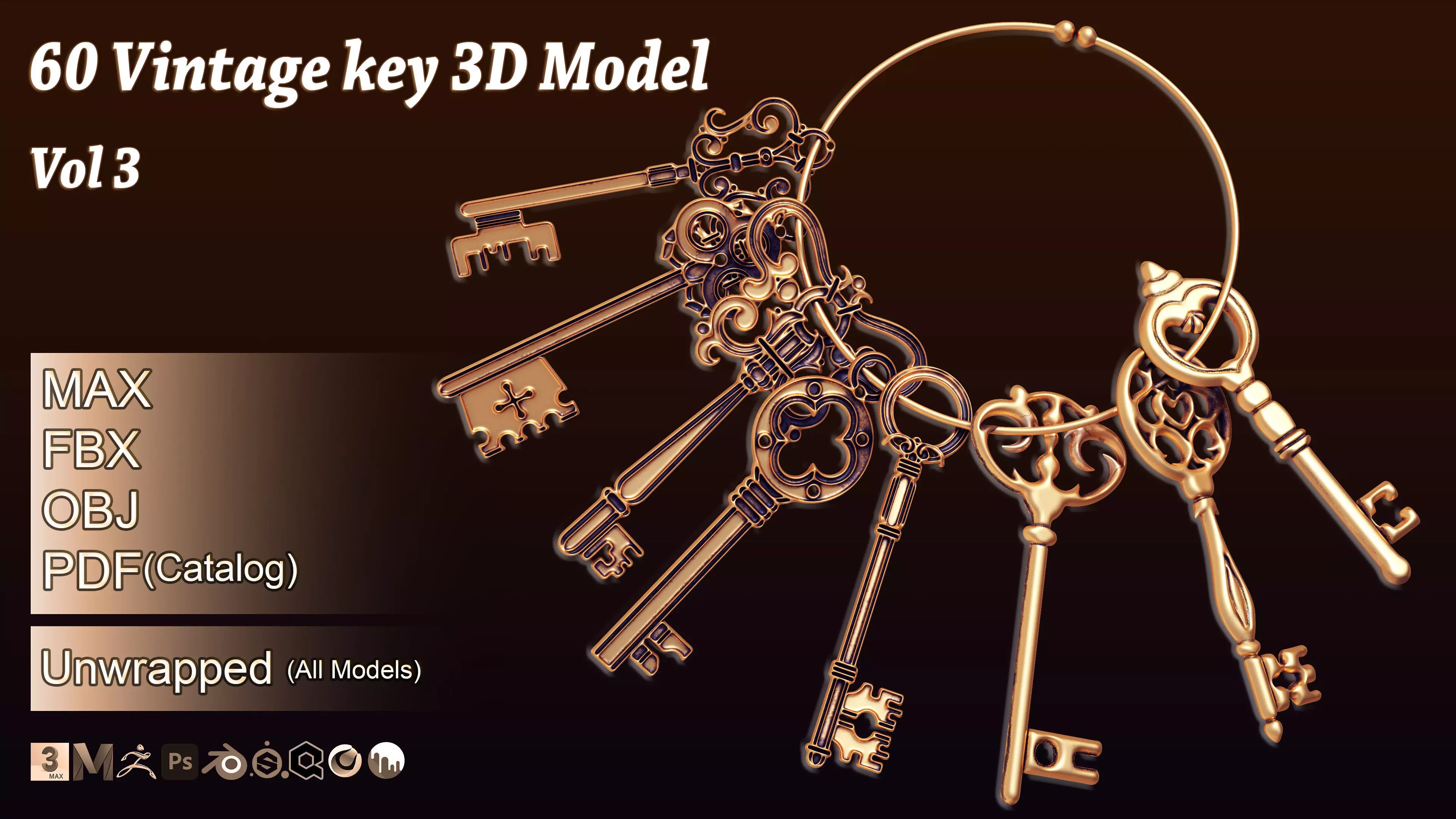 60 Vintage key 3D Model vol 3 3D model_0