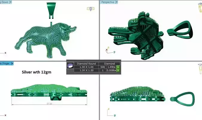 Taurus Bull diamond pendant 