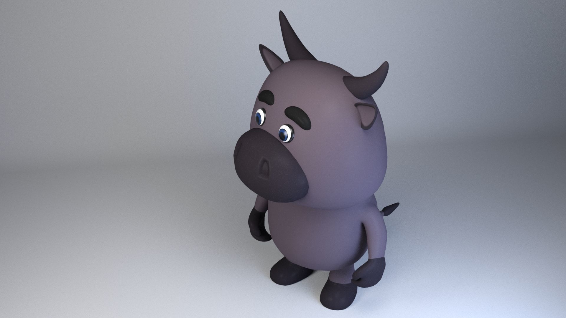 Cartoonish Humanoid Buffalo Character Low-poly 3D model_5