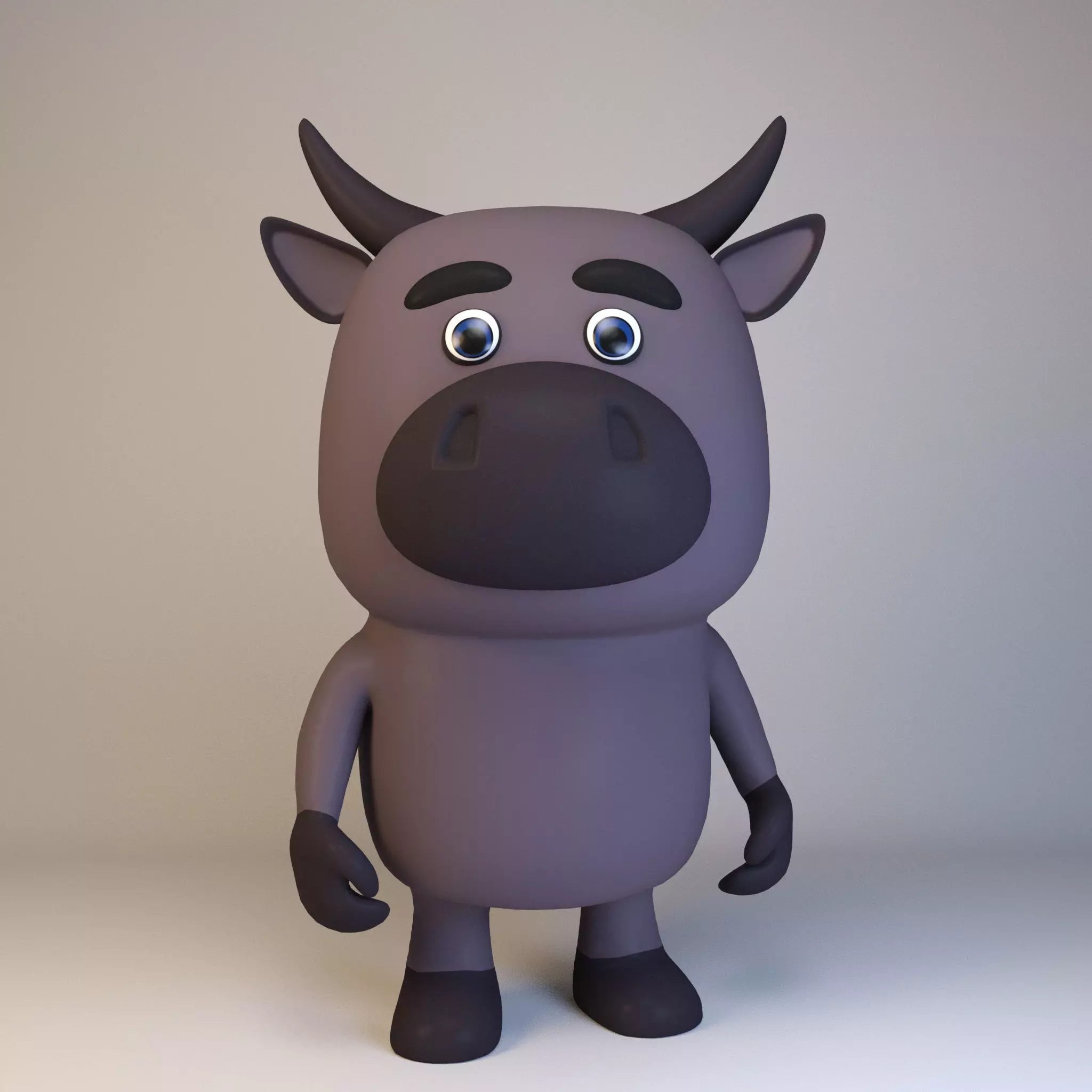 Cartoonish Humanoid Buffalo Character Low-poly 3D model_0