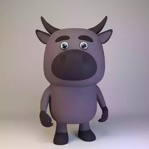 Cartoonish Humanoid Buffalo Character
