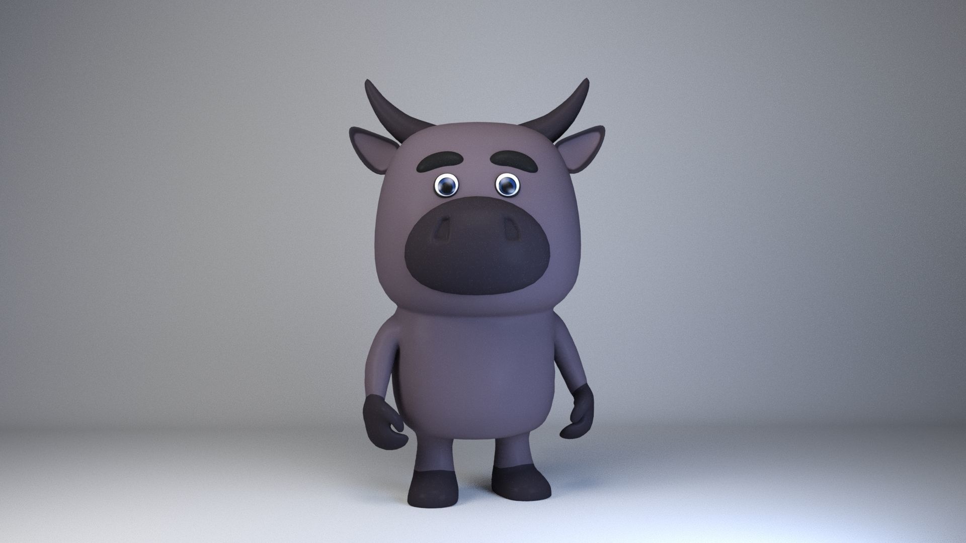 Cartoonish Humanoid Buffalo Character Low-poly 3D model_1
