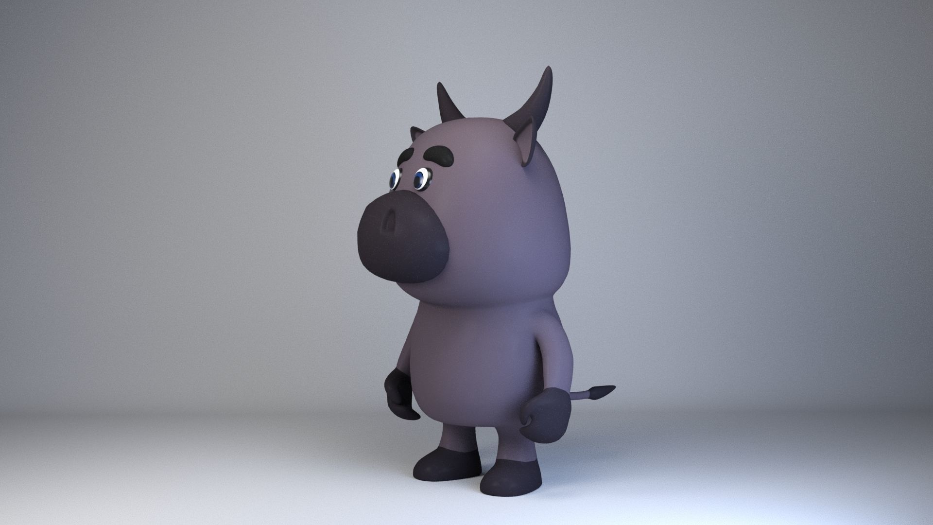 Cartoonish Humanoid Buffalo Character Low-poly 3D model_4
