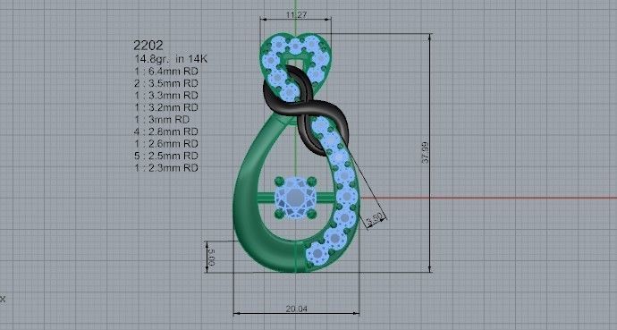 Pear Heart Pendant 2202 3D print model_4