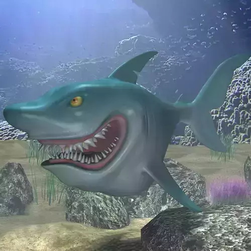 Cartoon Shark Rigged Low-poly 3D model