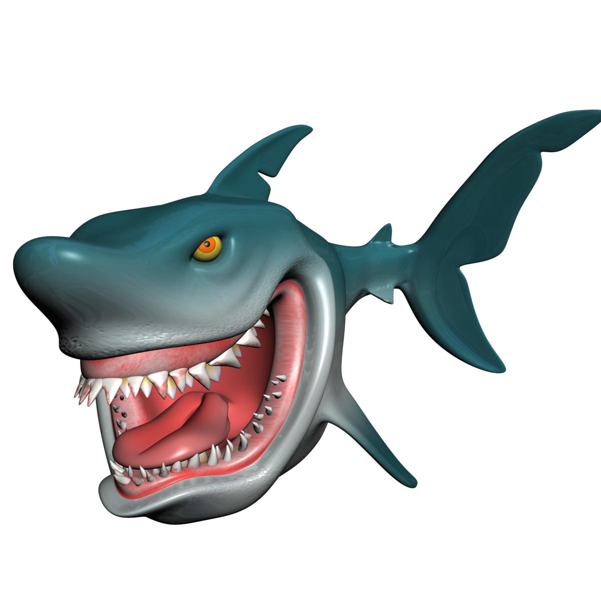 Cartoon Shark Rigged Low-poly 3D model_6