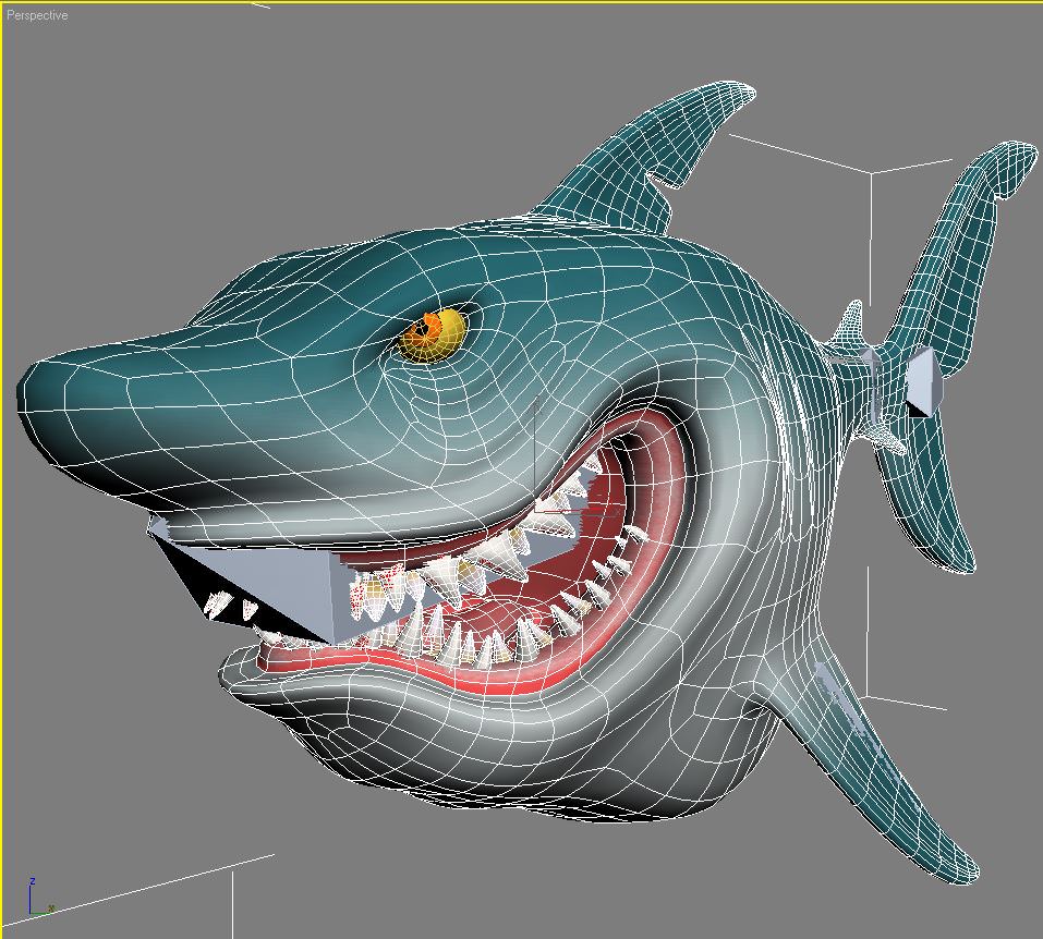 Cartoon Shark Rigged Low-poly 3D model_7