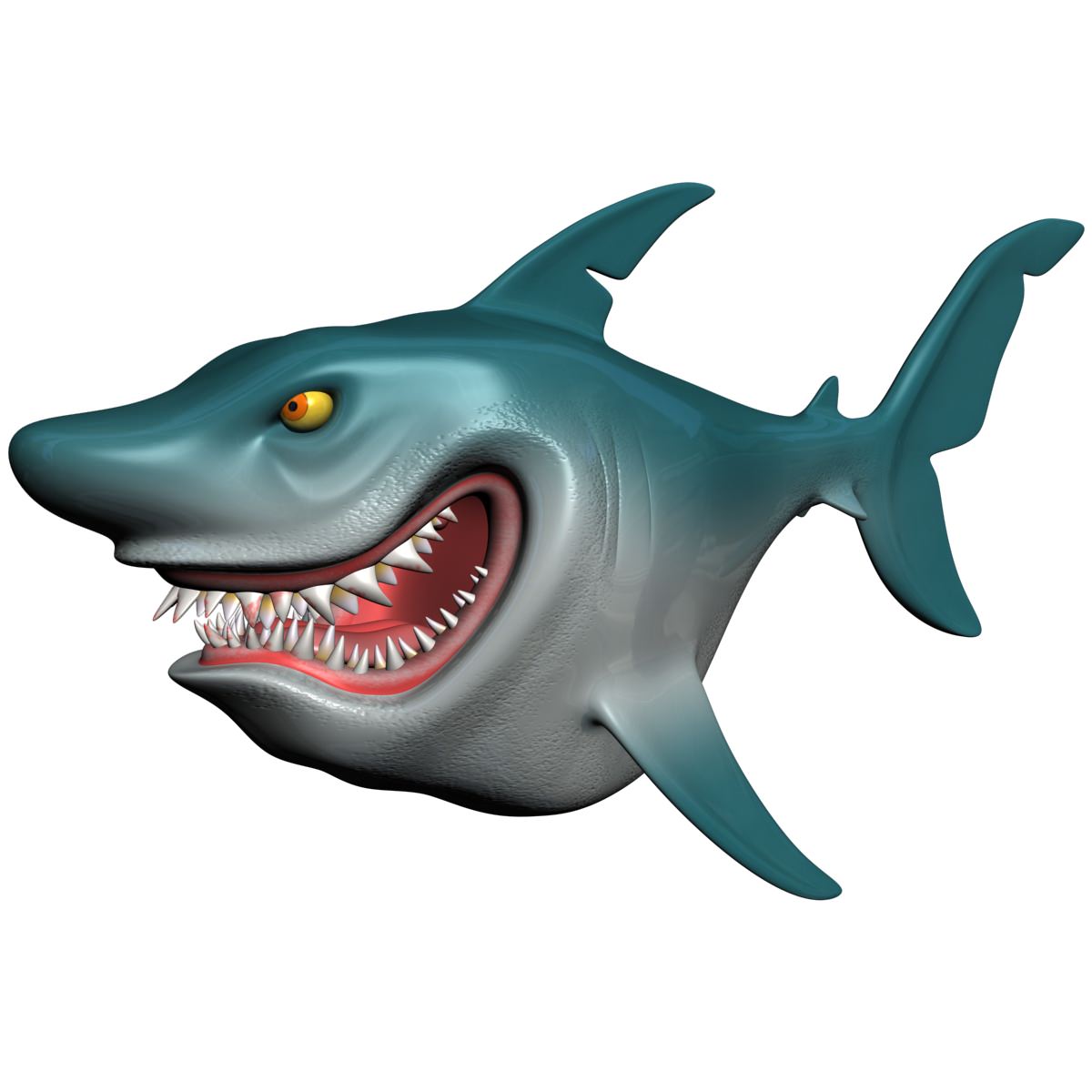 Cartoon Shark Rigged Low-poly 3D model_1