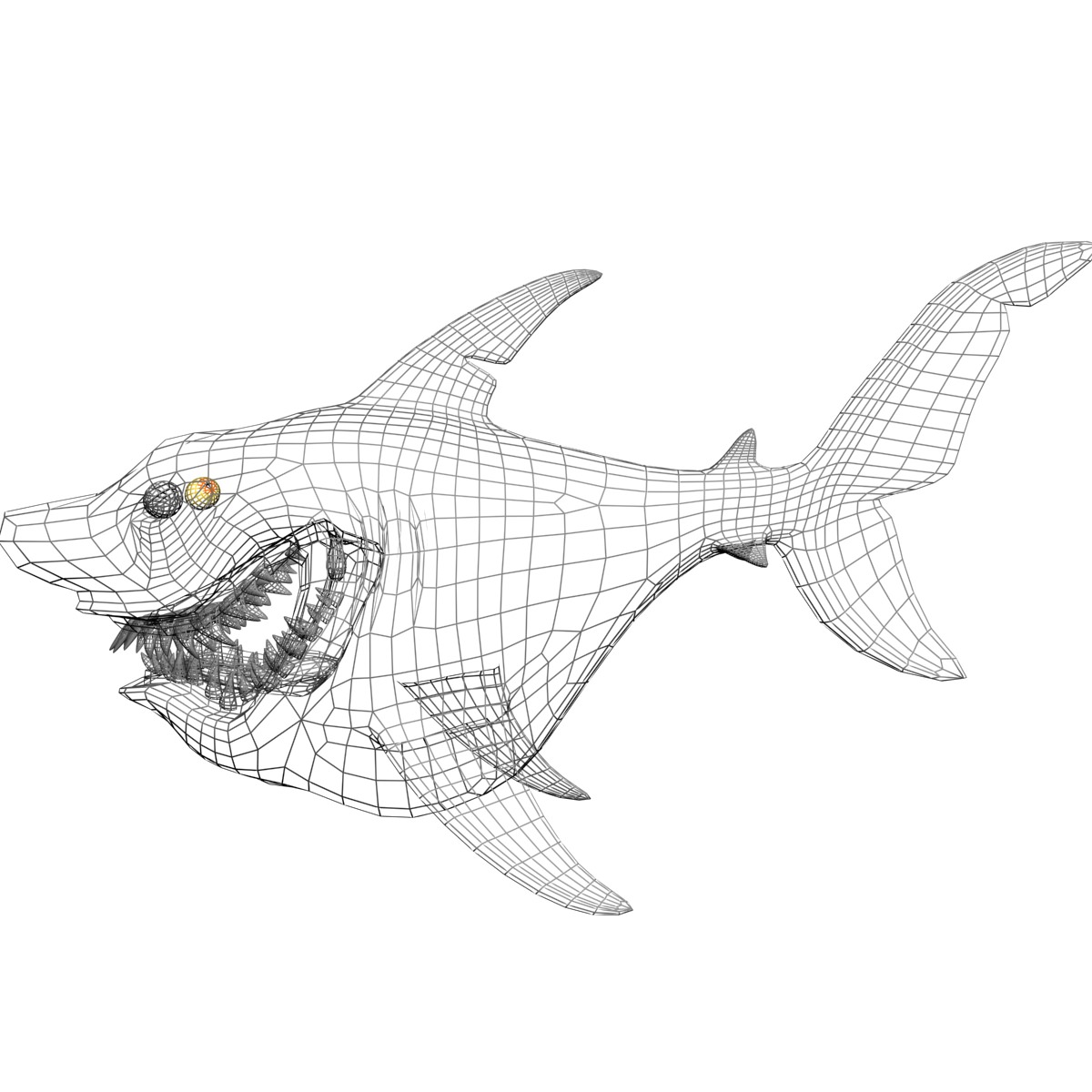 Cartoon Shark Rigged Low-poly 3D model_9