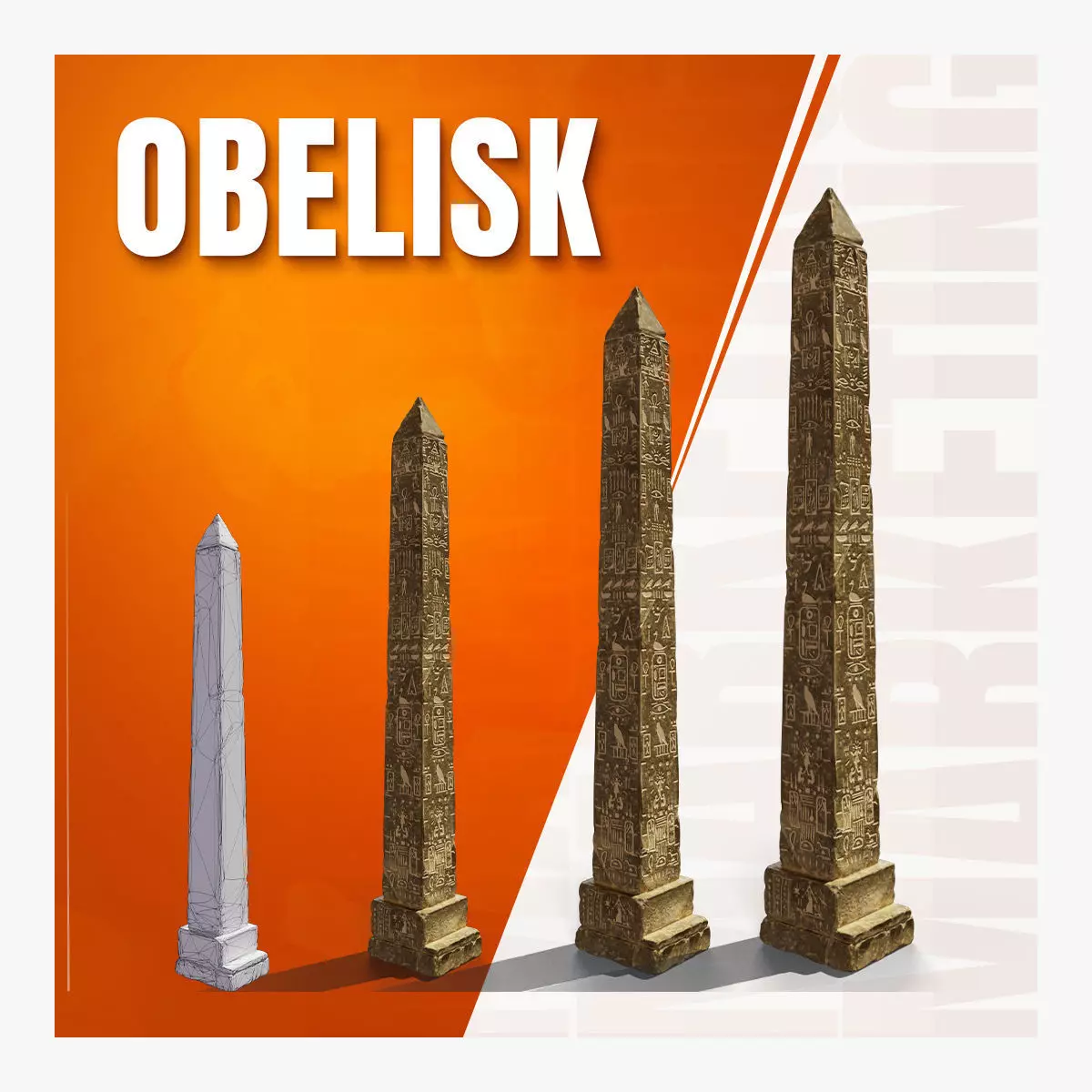 Obelisk Low-poly 3D model_0