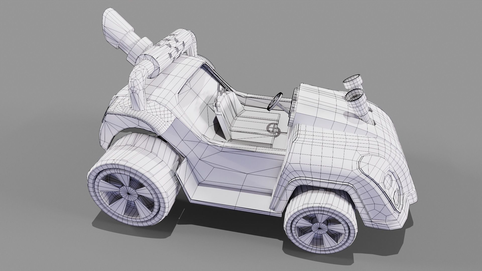 Orange kart Low-poly 3D model_8