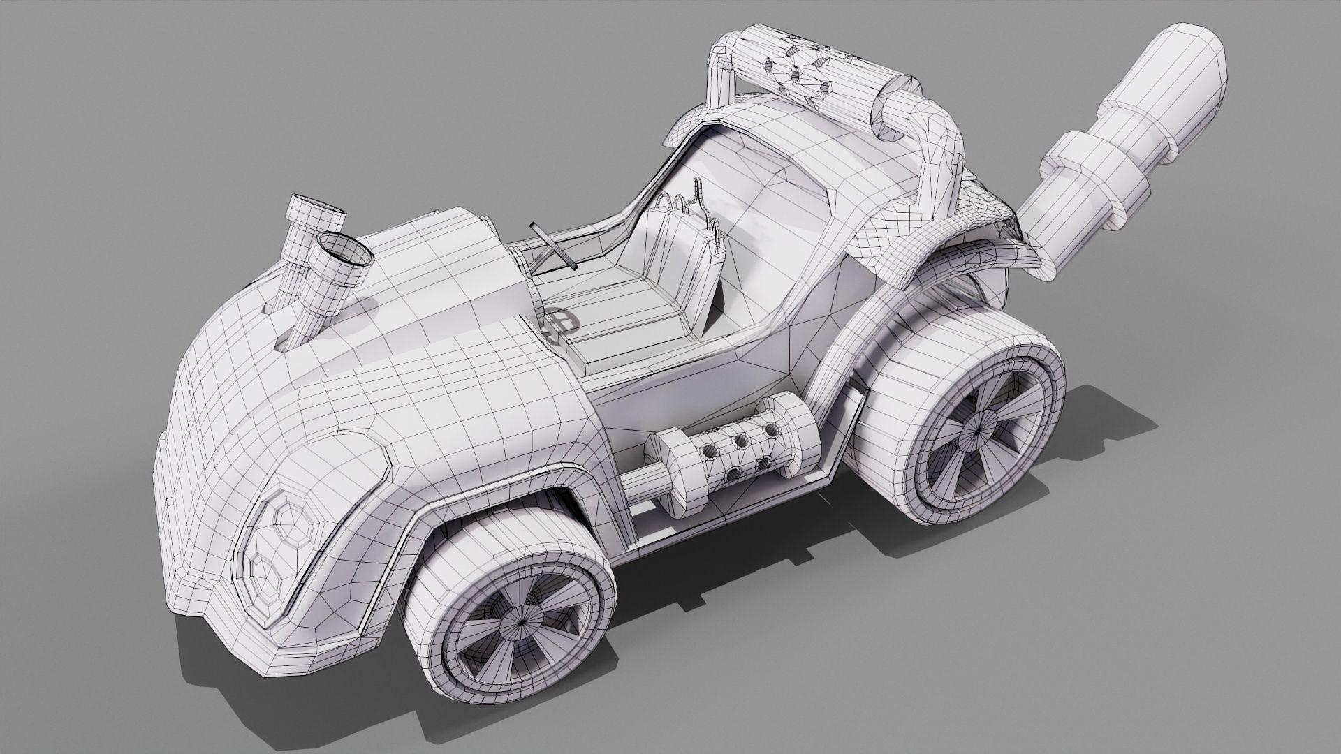 Orange kart Low-poly 3D model_7